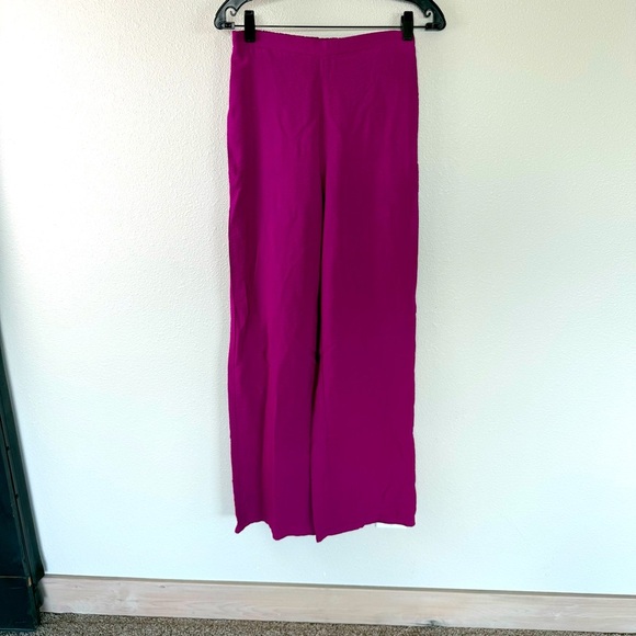 New Self-Contrast Regan Wide Leg Pant Fuchsia Pink Boho Business Casual Women XS - Picture 1 of 10
